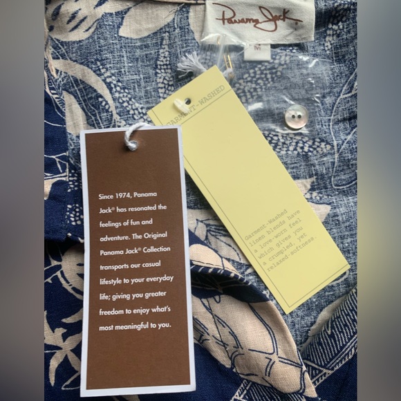 NWT PANAMA JACK Long Sleeve Palm Leaf Tropical Crop Top Linen Blend Size Medium - Picture 6 of 13